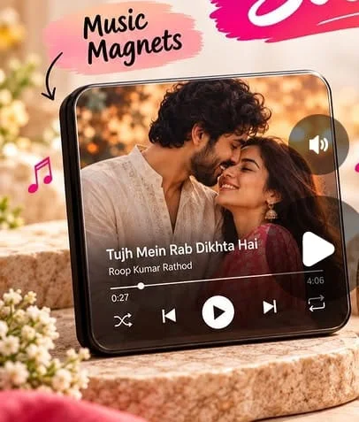 Music fridge magnet with your favourite song and photo