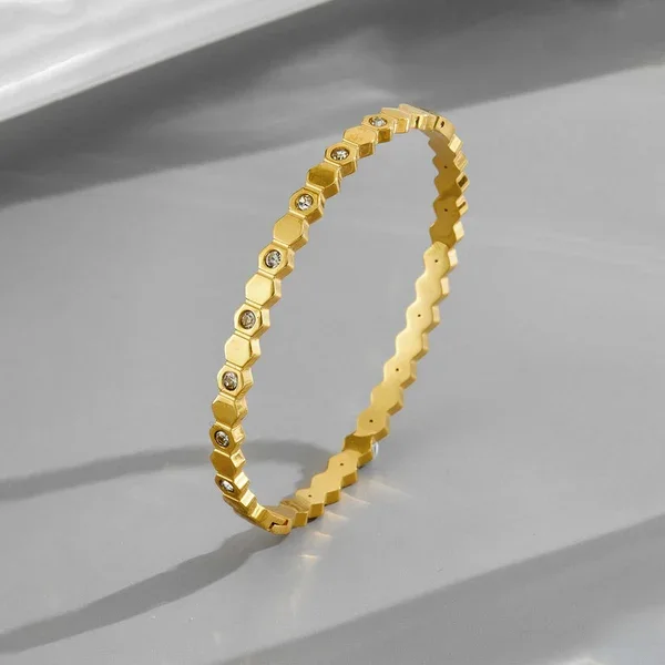 Honeycomb Crystal Bangle Bracelet – Fine Taraa