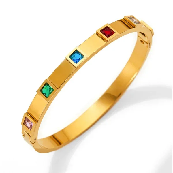 Rainbow Gemstone Bangle Bracelet – Fine Taraa personalised gifting