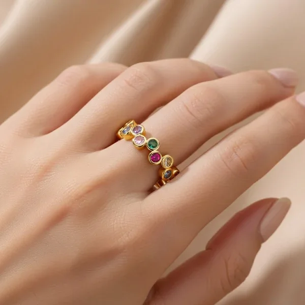 Rainbow Eternity Ring – alternate view