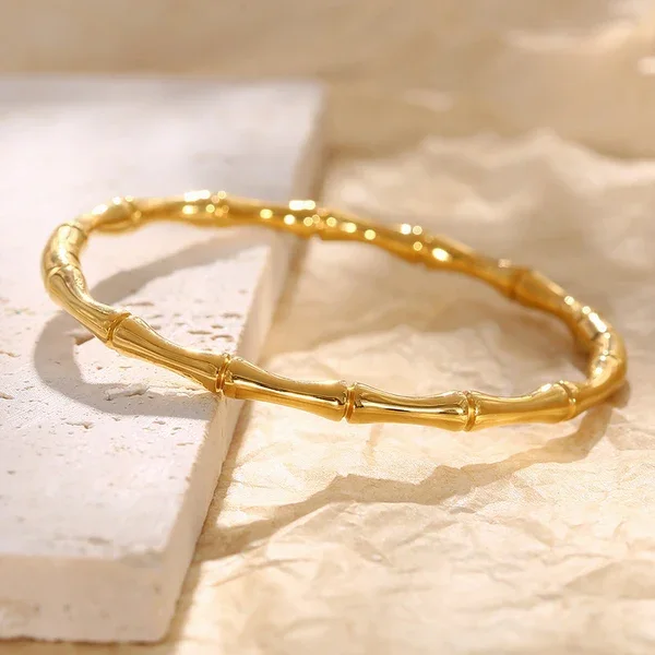 Gold Bamboo Bangle – alternate view