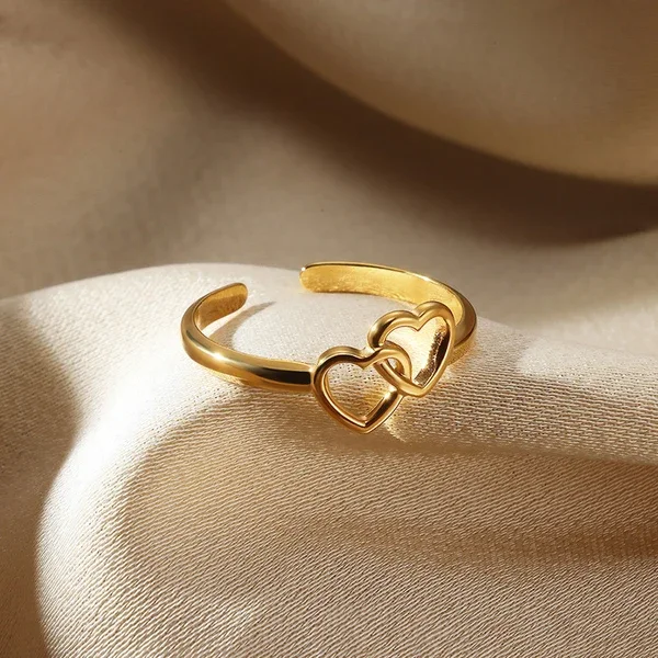 Double Heart Ring – alternate view