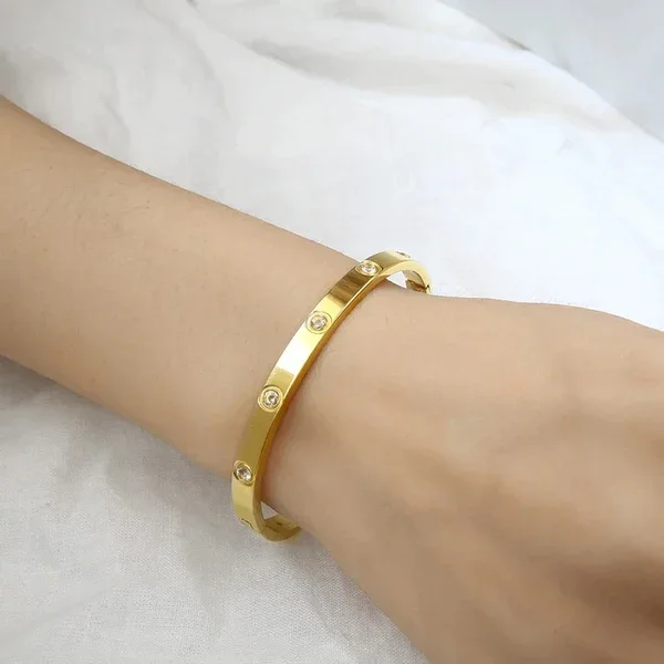 Bezel Set Bangle Bracelet – alternate view