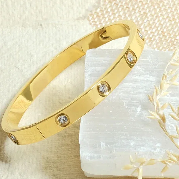 Bezel Set Bangle Bracelet – Fine Taraa personalised gifting