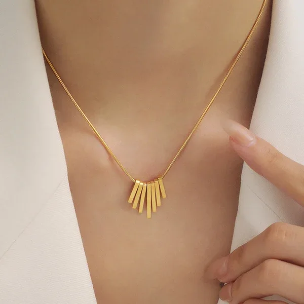 Geometric Bar Pendant Necklace – alternate view
