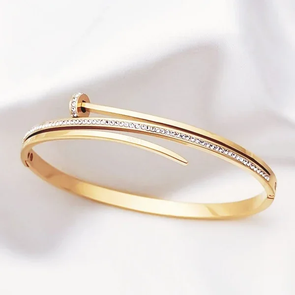 Pavé Nail Bangle Bracelet – Fine Taraa personalised gifting