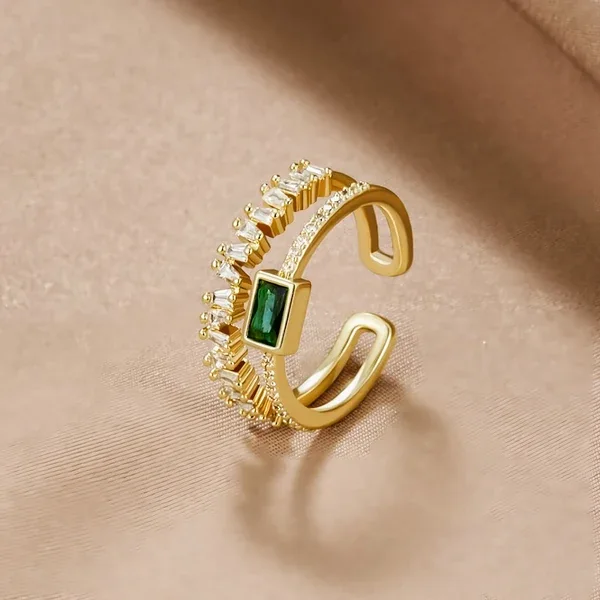 Green Emerald Adjustable Ring – alternate view