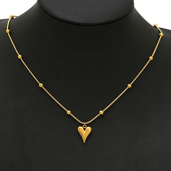 Heart Ball Chain Pendant Necklace – alternate view