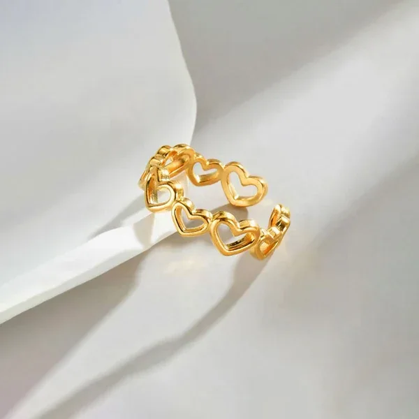 Heart Chain Adjustable Ring – alternate view