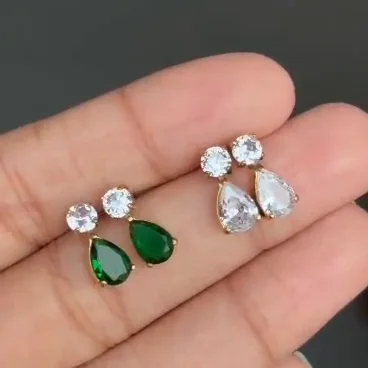American Diamond Stud Earrings – gold-plated