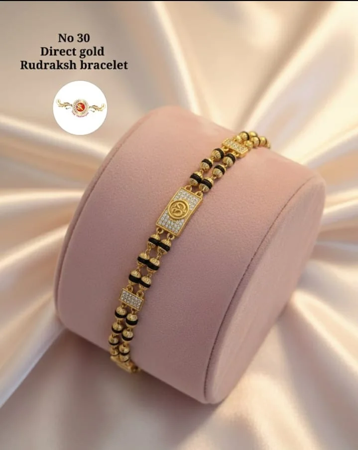Om Rudraksh Bracelet (No. 30) – gold-plated