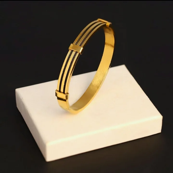 Triple Line Men's Kada – gold-plated