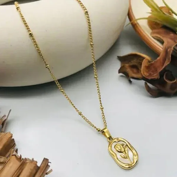 White Rose Pendant Necklace – alternate view