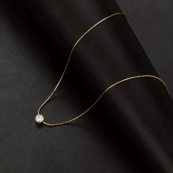 White Stone Solitaire Necklace – alternate view