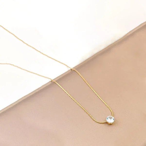 White Stone Solitaire Necklace – Fine Taraa personalised gifting